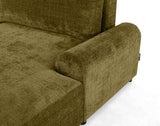 Lisa Design - Nelly - canapé d'angle Droit 4 Places Convertible avec Coffre en Velours texturé, Vert Olive