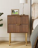 HEYZOEY Table de Chevet Bois avec 2 tiroirs, Moderne, Style bohème, pour Chambre à Coucher, Salon, Noyer