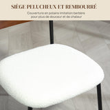 HOMCOM Lot de 2 chaises Salle à Manger Chaise de Cuisine Vintage Chaise de Salon rembourrée avec Assise Effet Bouclette, Dossier courbé Effet Bois pour Salon, Salle à Manger, Chambre, crème et Marron