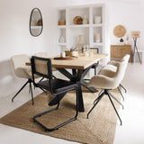 Atmosphera - Table à Manger Extensible Olaf 10 Personnes, 180/220 cm, Effet Bois et Pieds Métal Noir - pour Salon, Salle à Manger