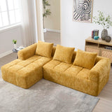 Sapgaks Canapé convertible pour 1 à 3 places, canapé modulaire, canapé d’angle avec poches latérales, tissu chenille, avec chaise longue et accoudoirs, coussins de siège inclus (Jaune + Chenille + 3