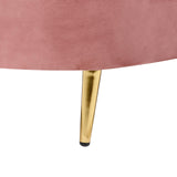 Canapé en Velours Courbé Glamour Rose Pastel à 3 Places Pieds Dorés Brillants Savar
