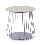 Inter Link - Table basse - Table d'appoint - Table de salon - Structure métallique - Plateau supérieur en verre gris Pantone - Pour salon, bureau, chambre - 50 x 50 x 50 cm - Rivoli
