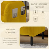 KOMHTOM Petit Canapé 2 Places en Velours Côtelé avec Dossier Haut Confortable, 4 Poches et Pieds en Métal - Canapé d'angle Moderne pour Salon, Chambre à Coucher et Bureau (Jaune-2)