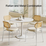 ZXTRYBHD Chaises Salle Manger en Rotin, Chaise Table a Manger Rembourrée avec Dossier en Canne et Pieds en Métal, Chaise Rotin pour Restaurant, Café, Bar (Color : Orange)