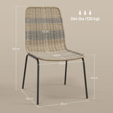 HOMCOM Lot de 2 chaises de Salle à Manger élégantes Chaise de Cuisine Chaise rotin piètement Acier, pour Salle à Manger, Salon, Cuisine