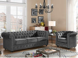 Vente-unique - Canapé 2 Places en Velours Vert Chesterfield