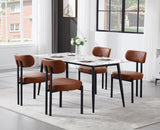 Ya-Home Chaises de Salle à Manger à la Mode Lot de 2 Chaises Salle Manger en Cuir PU avec Pied Métal, Chaise de Cuisine Confortable, Marron