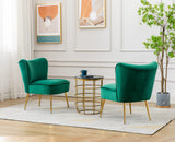 chairus Chaise de Salon en Velours Fauteuil de Chambre Comfortable Chaise Rembourrée Canapé 1 Place (Vert- 1 Piece)