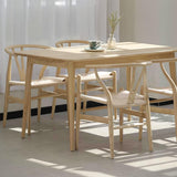 VODUR Wishbone Chaise de salle à manger en bois massif naturel Hans Wegner Y Chaise en rotin et en bois d'accoudoirs - Lot de 2 chaises en bois de hêtre (bois de hêtre + couleur bois naturel)