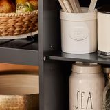 SoBuy Desserte de Cuisine Roulante Chariot de Service Multi-rangements Buffet Armoire de Cuisine, 1 Porte, 1 Grand Tiroir et 3 Crochets, 105x40x85.5 cm, Noir, FKW115-SCH