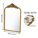 Awhtixbo Miroir Baroque doré Antique 40 x 64(H) cm – Cadre Vintage en Fonte avec Fleurs en résine sculptées à la Main, Miroir Mural incassable pour Salle de Bain, Salon et Chambre à Coucher