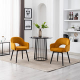 Ya-Home Lot de 2 Chaise de Salle à Manger en Velours Chaise de Cuisine Pivotante avec Accoudoirs Fauteuil à Manger pour Cuisine/Salle de Séjour, Jaune