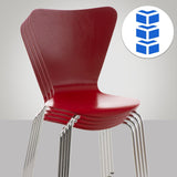 Chaise Empilable Calisto en Bois - Assise Ergonomique - Chaise de Salle d'Attente en Bois Chaise, Hauteur Assise 45 cm -Couleurs au Choix:, Couleur:Rouge