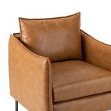 HULALA HOM Fauteuil en Cuir Fauteuil d'appoint Moderne en Similicuir Rembourré Chaises de Salon avec Coussin Mobile pour Salon Bureau Lecture Réception Client Brown