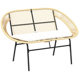 Outsunny Banc de Jardin 2 Places Style Acapulco, Banc Extérieur en Acier avec Dossier et Coussin, Banquette de Jardin pour Balcon Terrasse Patio, 126 x 72 x 83 cm, Kaki