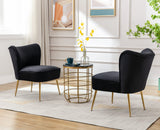 chairus Chaise de Salon en Velours Fauteuil de Chambre Comfortable Chaise Rembourrée Canapé 1 Place (Noir- 1 Piece)