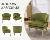 chairus Fauteuil Salon Moderne, Chaise Rembourrée en Velours avec Pieds en Bois, Fauteuil Relax avec Coussin Epais pour Salon, Chambre, Vert
