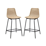 Tabourets de Bar Îlot Central Rotin et Métal - Coloris Naturel Bali | Lot de 2