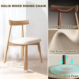 Lot de 6 chaises de salle à manger en bois avec dossier incurvé et coussin en cuir durable pour cuisine et salon Finition noyer foncé et blanc