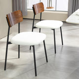 HOMCOM Lot de 2 chaises Salle à Manger Chaise de Cuisine Vintage Chaise de Salon rembourrée avec Assise Effet Bouclette, Dossier courbé Effet Bois pour Salon, Salle à Manger, Chambre, crème et Marron