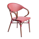 Oviala Fauteuil de terrasse bistrot Parisien en Aluminium Rouge
