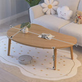 lcvtos Table Basse Moderne en Bois Massif, Petite Table à Thé Ovale avec Pieds Stables, Design Minimaliste, Plateau Épais en MDF avec Surface Résistante aux Rayures, pour Salon (Bois Naturel)
