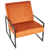 Fauteuil Moderne Glam Cadre en Métal et Revêtement en Velours Orange Delary
