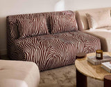 Lisa Design - Onyx - canapé Droit 2 Places zèbre en Velours, Marron/Blanc