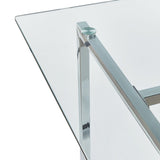 Table de Repas en Verre Trempé 160 x 90 cm Pieds Argentés Envia