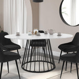 IDMarket - Table à Manger Extensible Ronde Yuna 4-8 Personnes Plateau Effet marbre Blanc Alaska et Noir 110-150 cm