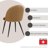 Albatros Capo Lot de 4 chaises de salle à manger avec housse en velours Marron – Design vintage élégant avec housse en velours – Chaise rembourrée certifiée SGS – Chaise de cuisine moderne