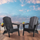 VEVOR Chaise Adirondack en Plastique, Lot de 2, Fauteuil de Jardin Pliant Portable, Charge 181,4 kg, avec Porte-Gobelet, Accoudoir Relaxant, pour Toutes Saisons, Extérieur, Patio, Arrière-Cour, Noir