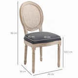 HOMCOM Lot de 4 Chaises de Salle à Manger Style Louis XVI Aspect Lin Gris