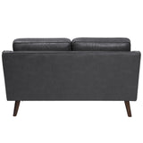 Canapé Fixe 2 Places Revêtement en Cuir PU Haut de Gamme Gris et Rembourrage Épais pour Salon au Design Rétro Beliani