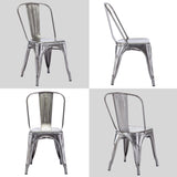 DUHOME Chaise de Salle à Manger Lot de 4 Chaise de Cuisine Empilable Tabouret en Métal Siège avec Dossier pour Bar Café Salon Restaurant, Métallique