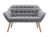 Vente-unique - Canapé 2 Places en Tissu Gris Caserta