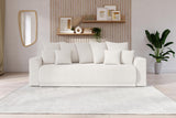 BAÏTA Canapé Droit Convertible Nova 3 Places en Tissu Bouclette Blanc