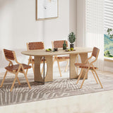 Chaises Pliantes en Bois Massif, chaises Pliantes, chaises de Salle à Manger empilables en Cuir et Bois pour Cuisine et Salle à Manger, siège tissé et Dossier en Sangle, Lot de 2