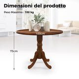 LIFEZEAL Table de Salle à Manger Ronde pour 4 Personnes, en Bois d'hévéa avec Base sur Socle, Meubles de Salon de 100 cm, pour Salle à Manger, Salon et Bureau, Charge 100 kg (Marron)