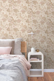 papier peint fleurs vintage beige et vieux rose 0.53 x 10.05 m - ESTAhome
