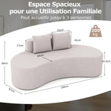 COSTWAY Canapé Compressé 2-3 Places, Canapé Courbé en Forme de Croissant avec 2 Coussins, Dossier Bas & Siège Spacieux en Mousse, Base Antidérapante, Aucun Assemblage, pour Salon, Bureau (Gris)
