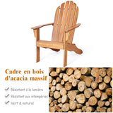 COSTWAY Chaise de Jardin Extérieur Adirondack en Bois Résistant aux Intempéries avec Dossier Incurvé Charge Max. 170KG pour Jardin/Patio/Pelouse et Terrasse