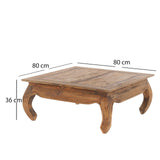 Design Delights Table opium East 80 - 80 x 80 x 35 cm (l x p x h) acajou massif - Table d'appoint en bois massif - Table basse - Couleur : 01 Vintage naturel