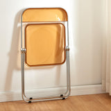 [en.casa] Lot de 2 Chaises Pliantes Ensemble de 2 Sièges de Salle à Manger Set de 2 Chaises pour Invités Cuisine Bureau Acier Chromé Polycarbonate 74 x 46 x 47 cm Orange Transparent