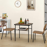 COSTWAY Ensemble de Meubles 3 Pcs de Patio en Rotin Charge 180KG, Salon de Jardin 2 Chaises Empilables de Différentes Tailles et Table à Manger avec Etagère, pour Jardin Balcon, Naturel