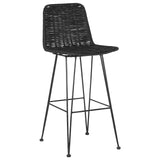 Beliani Lot de 2 Chaises de Bar au Style Moderne en Rotin Noir et Pieds en Métal pour Tout Type de Salon Traditionnel et Exotique