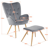 Albatros Fauteuil avec Tabouret York, Rose, Housse en Velours, confortablement rembourré, Fauteuil TV, Fauteuil rembourré
