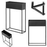 KADAX Large jardinière en acier noir, support de fleurs pour intérieur et extérieur, parterre de fleurs, pot de fleurs, support de fleurs (hauteur : 90 cm)