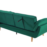 Canapé Lit Clic Clac Convertible 3 Places en Velours Vert avec Pieds en Bois Idéal pour Salon ou Chambre d'Amis au Style Rétro et Scandinave Beliani